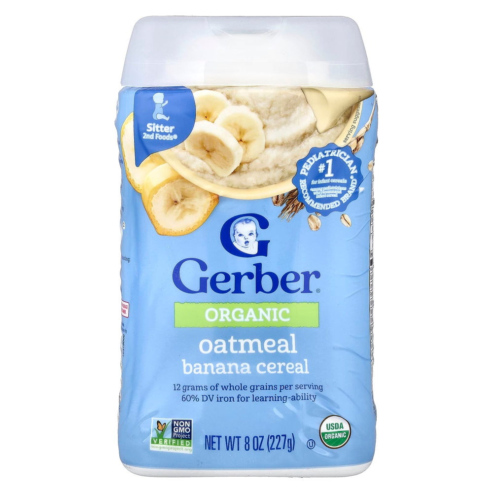 Gerber, Organic for Baby, Grain & Grow ™, 2nd Foods, овсянка и банан, 227 г (8 унций)