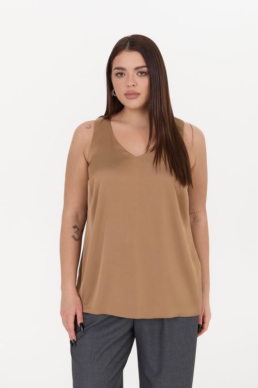 Топ двухслойный на широких бретелях, бежевый
