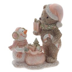 GAEM Фигурка декоративная "Мишка и снеговик", L8 W5 H10 см