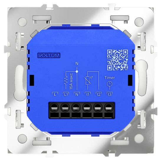 Терморегулятор электронный VOLTUM S70 с индикацией и датчиком, для теплого пола, (белый матовый)