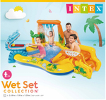 Надувной детский игровой центр бассейн Динозавр Intex 57444 с горкой и фонтаном 249х191х109 см от 2 лет
