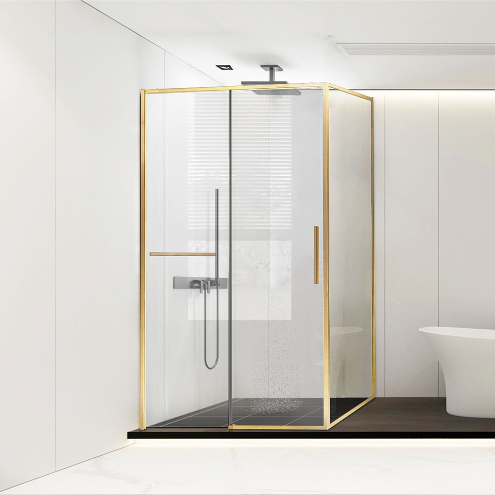 Душевой уголок Слим Софт (Slim Soft) Vincea VSR-1SS8015CLG, 1500*800, брашированное золото, стекло прозрачное