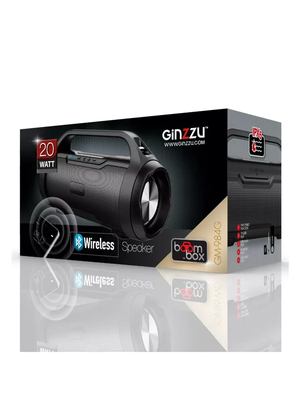 Портативная Bluetooth колонка GM-984G c FM-радио и TWS