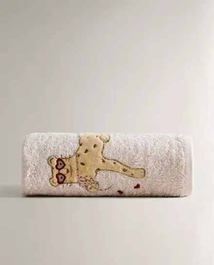 ZARA HOME ДЕТСКОЕ МЯГКОЕ ПОЛОТЕНЦЕ С ВЫШИВКОЙ, РОЗОВЫЙ