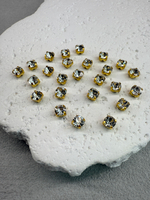 Шатоны 4 мм, Белый кристалл в золоте, 25 шт