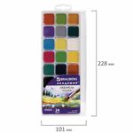 Краски акварельные BRAUBERG "АКАДЕМИЯ" 24 цвета, медовые, квадратные кюветы, пластиковый пенал, 191522