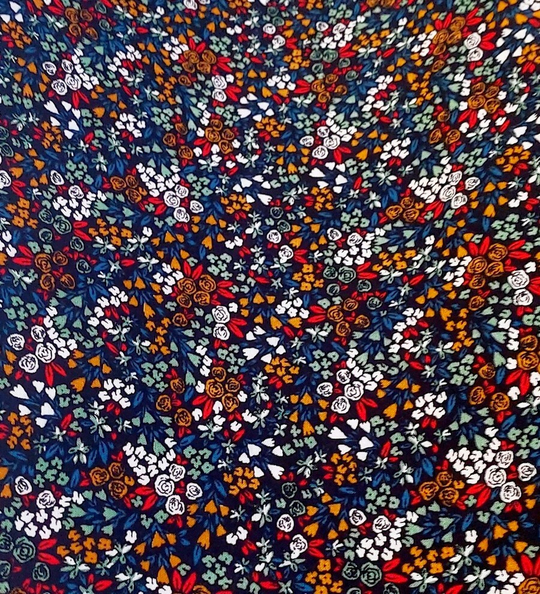 Штапель принт цветы мелкие красн/коричн/зеленый на черном BST3500D44