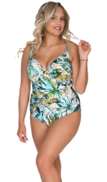 Слитный купальник с эффектным тропическим узором (Размер: 90E) (Цвет: разноцветный)