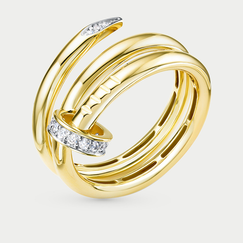 Кольцо желтое золото с фианитами