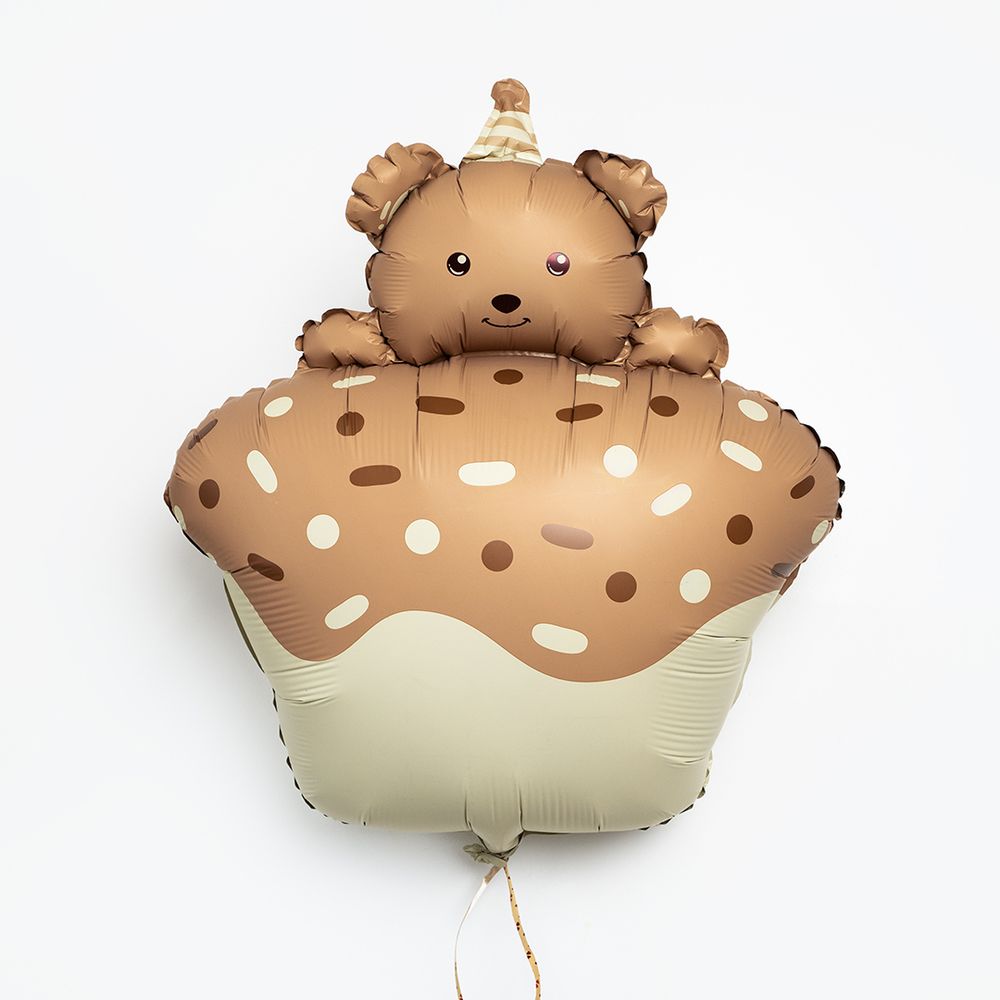 Шар (29''/74 см) Фигура, Кексик с медвежонком, Бежевый, Сатин, 1 шт.