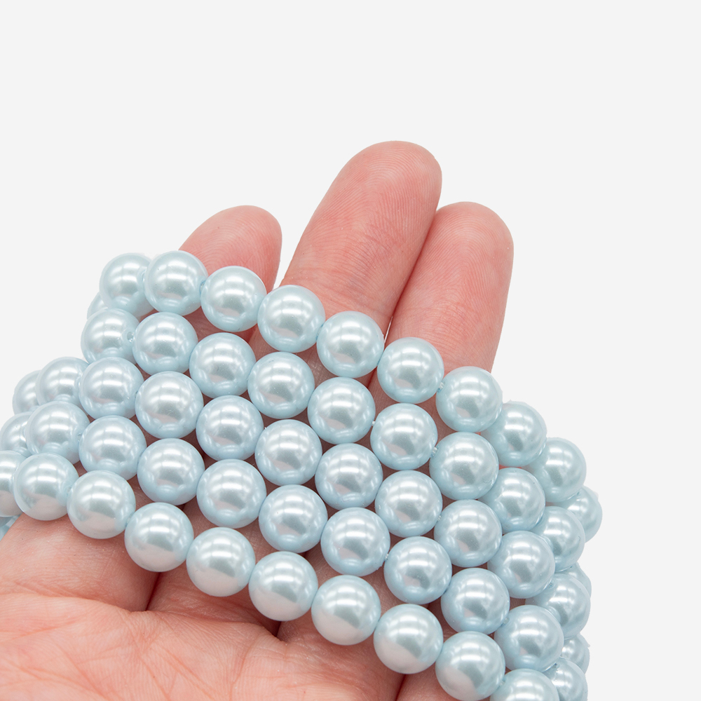Хрустальный жемчуг, оттенок "Нежно-голубой", шар 8мм, улучшенное покрытие