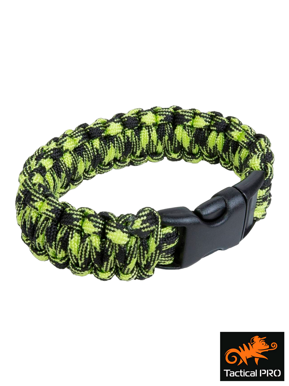 Браслет выживания из паракорда Tactical Pro. Black/Lime