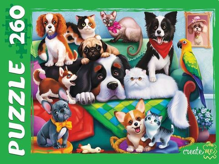 Пазлы 260 элементов 237*330мм. "Пушистые друзья на диване"