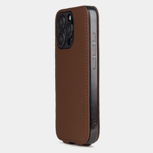 Кожаный чехол для iPhone 16 Pro Max, теленок цвета шоколад