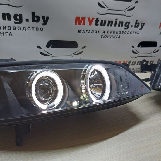 Передние фары Opel Vectra B angel eyes black