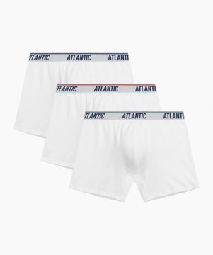 Трусы мужские боксеры удлиненные (3шт) Atlantic 3MH-237, хлопок, белый