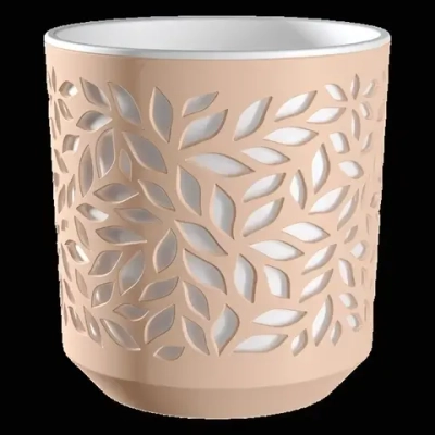 Кашпо для цветов пластиковое 1,25л d-16,2см «Leaves» Пудра/Белый