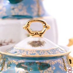 Кофейный сервиз Repast Охота зеленая Мария-тереза 15 предметов на 6 персон