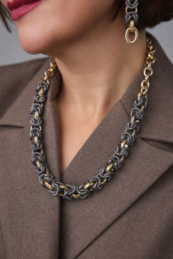 Колье Византия биколор: золото и графит