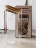 Банка для хранения дерев. крышка 350мл, h=12см, квадратная в п.у.