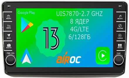 Магнитола для Jeep Grand Cherokee WK2 2013-2021 (взамен 8.4" экрана) - Airoc AB-2215 (кнопки и крутилки), Android 13, TS20, 6/128Гб, SIM-слот, CarPlay