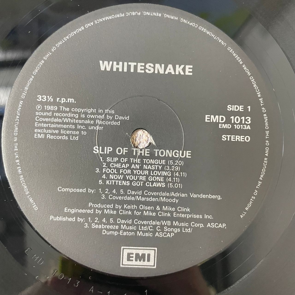 Винтажная виниловая пластинка LP Whitesnake Slip Of The Tongue (Англия 1989)