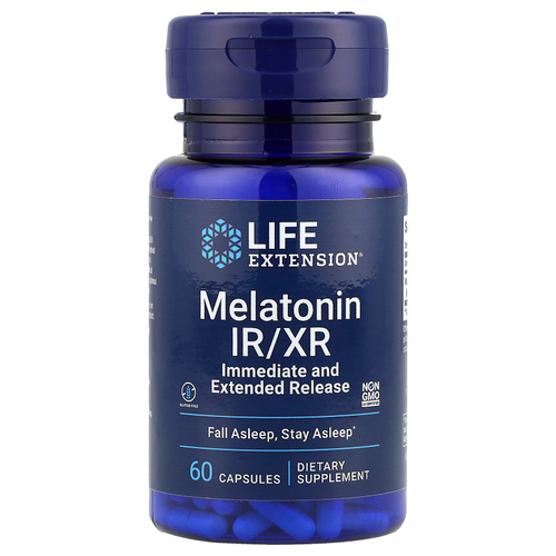 Life Extension, мелатонин IR/XR, 60 капсул (1,5 мг в 1 капсуле)