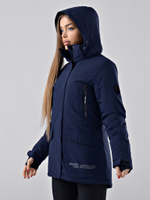 Женская удлиненная демисезонная куртка-парка В 123/22923_135 Темно-синий