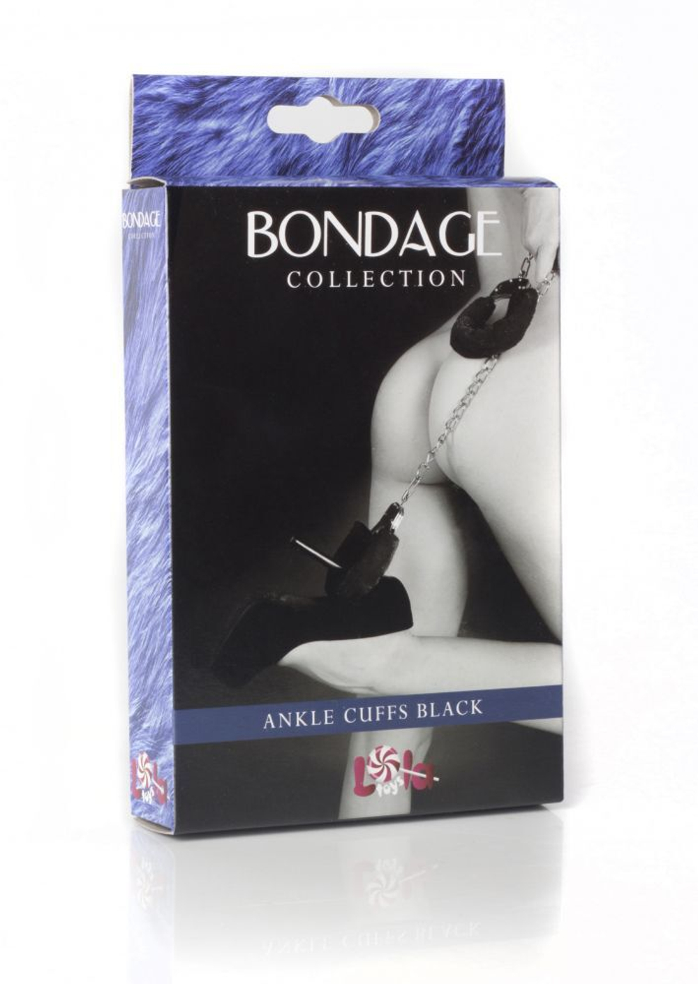 Чёрные меховые оковы на ноги BONDAGE