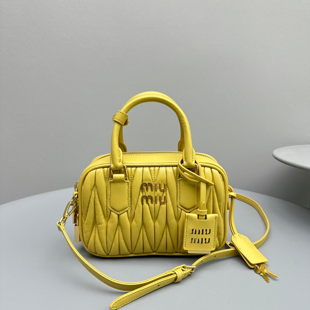 Miu Miu Matelasse Nappa Leather Top Handle Bag 19 cm