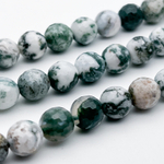 Моховый агат граненый бусины (халцедон), диаметр около 9,9-10,1 мм, цена за 18 шт (1/2 нити)