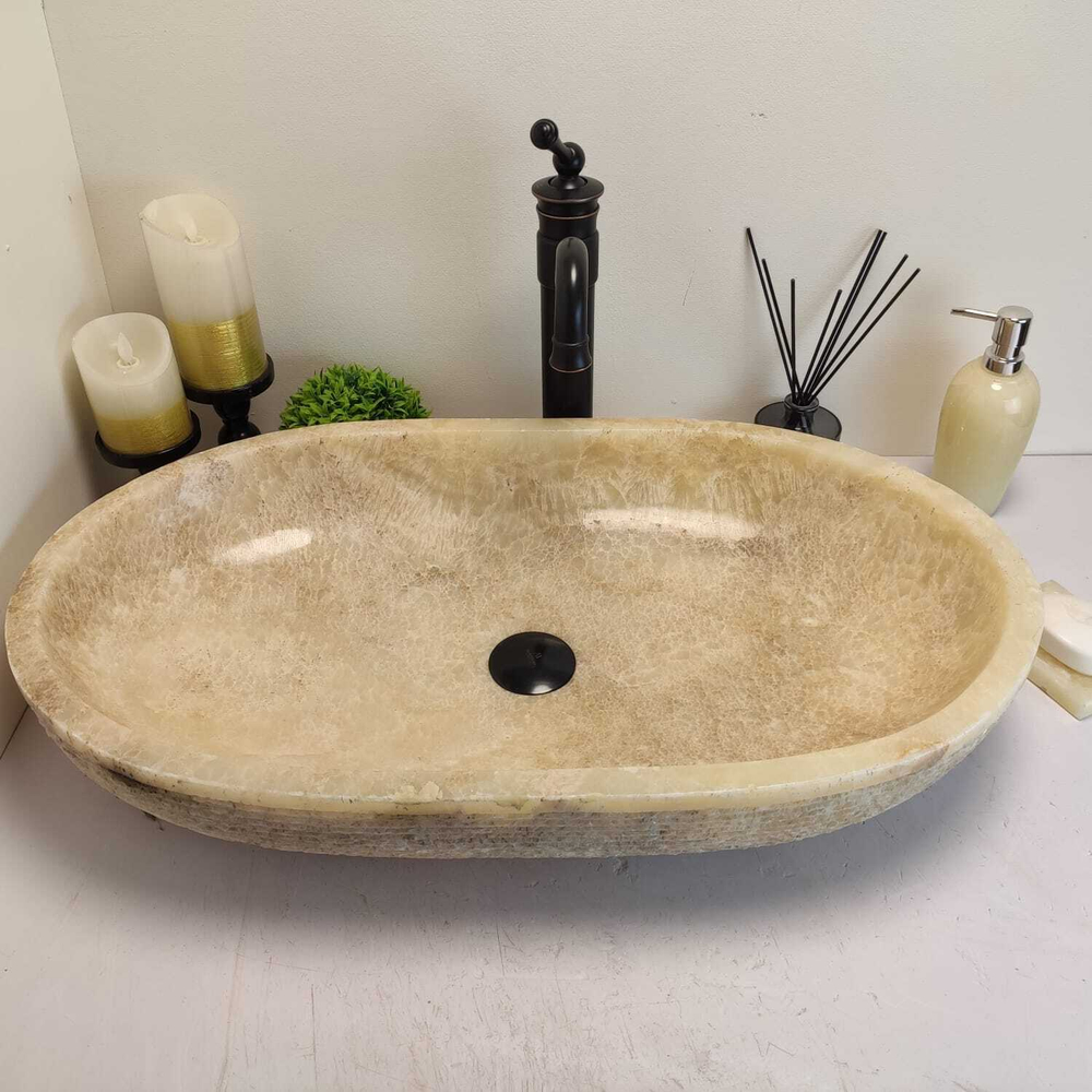 Раковина из оникса Oval Yellow Marmo OO-60659 70*40*13