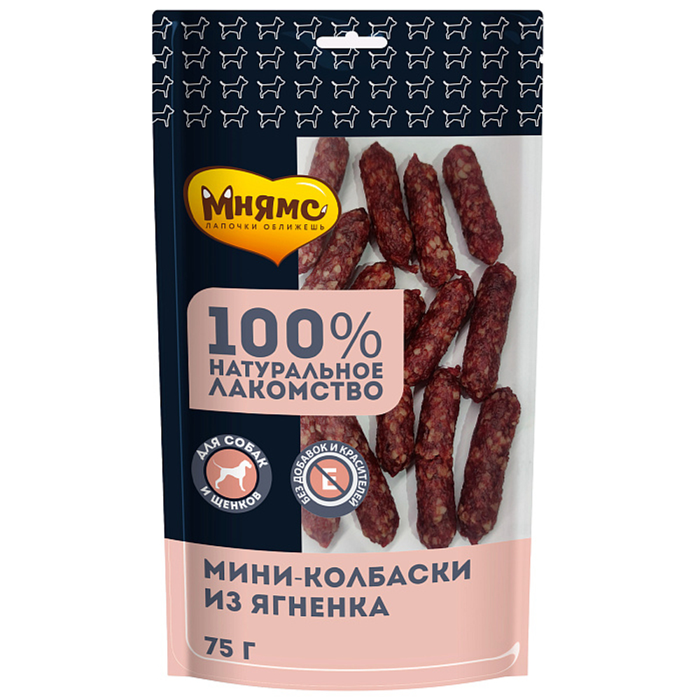 Лакомство для собак Мнямс на каждый мини-колбаски из ягненка 75 г, 50 шт