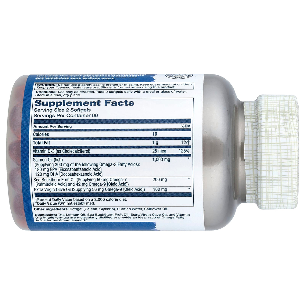 Solaray, Super Omega 3-7-9™, витамин D3 и жир лосося, 120 капсул