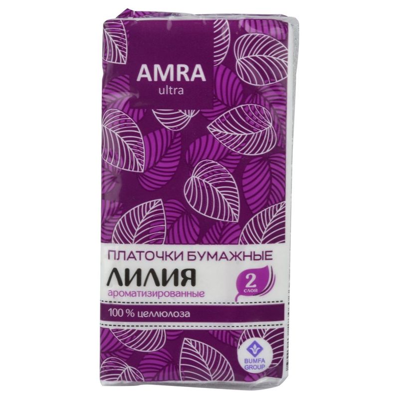Платочки бумажные Amra ароматизированные Лилия 10 шт/пач 240 пач/мат