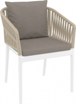 Кресло пластиковое с подушками Siesta Contract Portofino, белый, бежевый, светло-коричневый