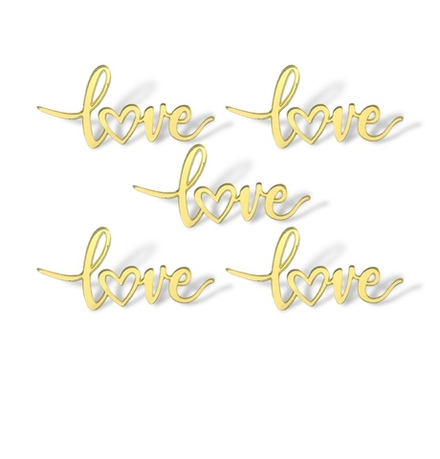 Топпер Мини надпись  "love" мини (5шт в упак) акрил золото