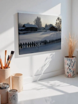 Картина на стену 40 X 50 Зимняя деревня