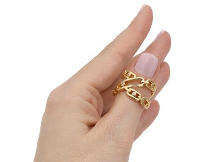 Кольцо "Цепь. Messika" 16мм, со стразами