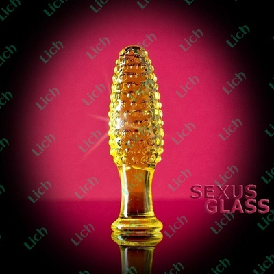 Стеклянная анально-вагинальная пробка с выпуклыми точками
