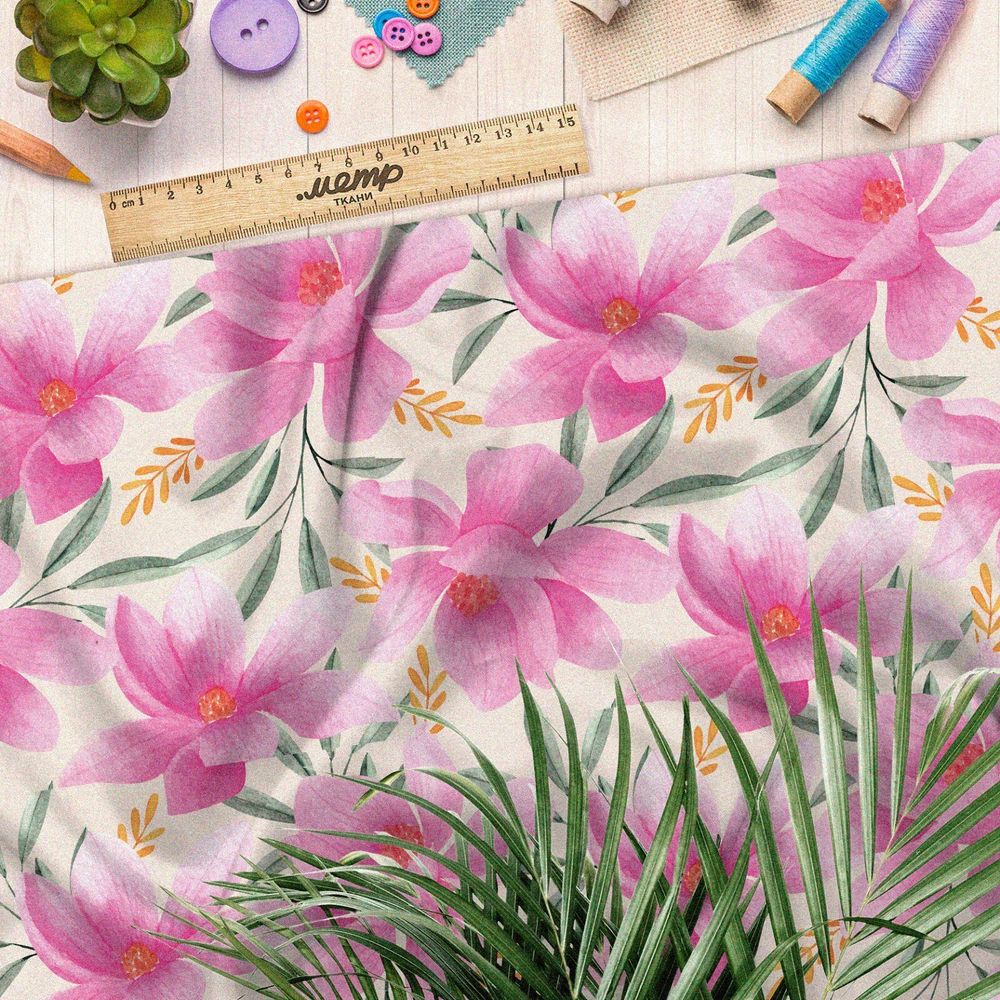 Ткань дюспо лотос букет