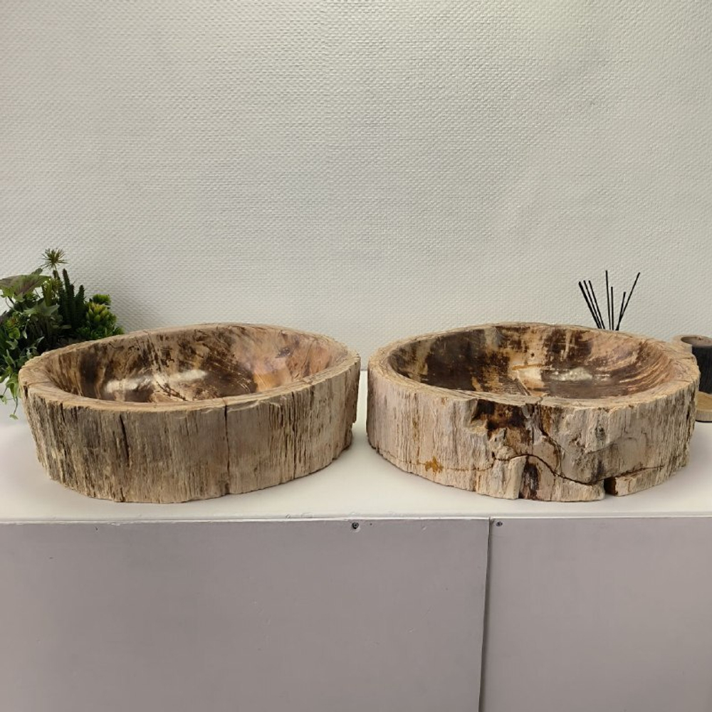 Раковина из окаменелого дерева ПАРА! OD-62099 57*46*16 2шт