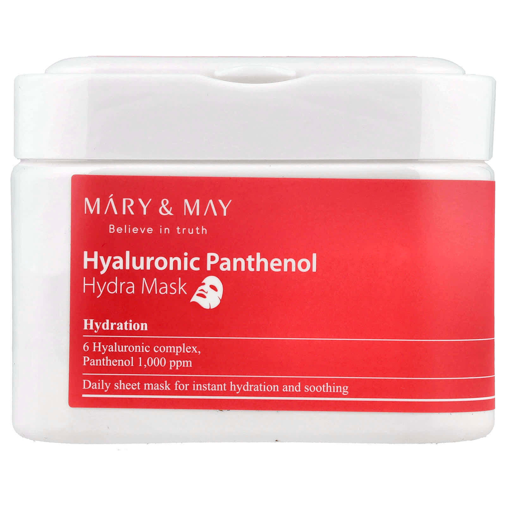 Mary & May, Гиалуроновый пантенол, маска для красоты Hydra, 30 шт., 400 г (14,1 унции)