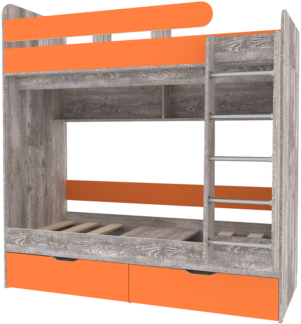 Двухъярусная кровать КарИВи Юниор 5 80x160 Бетон Оранжевый