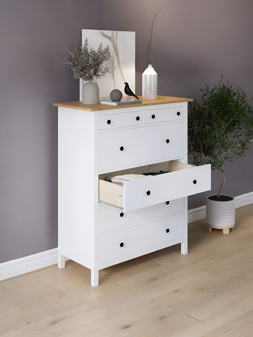 IKEA Комод HEMNES 8 ящиков, 160*95*50, белый, КЫМОР (ХЕМНЕС ИКЕА)