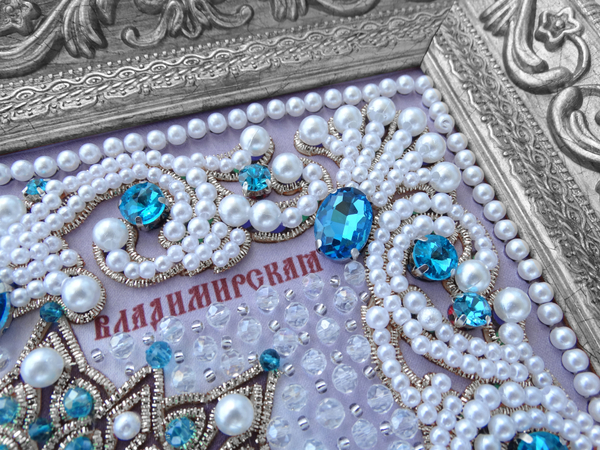 ЖС-1-СГ Набор для вышивания хрустальными камнями Богородица Владимирская (голубой)