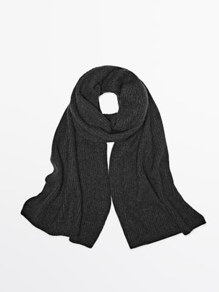 Massimo Dutti Шарф из 100% кашемира в рубчик, маренго