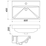 Раковина накладная "Fest- 60" белая, без кроншт (Sanita Luxe)
