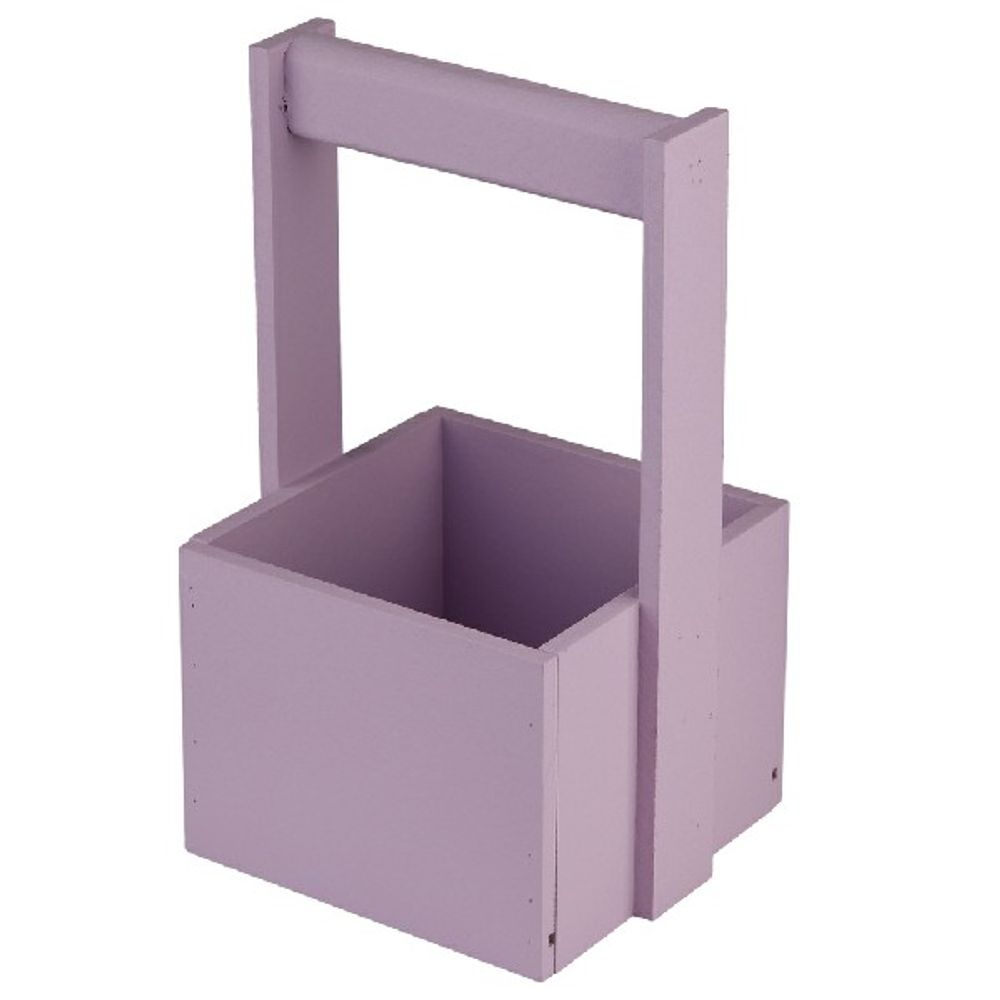 Ящик (дерево) 12,5x12,5xH23см с ручкой (Лиловый)