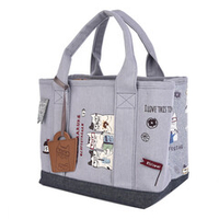 Сумка (тоут) с перегородкой и карманом для напитков "NEKOMARUKE", серый шелк, 24-7010-1, KUSUGURU